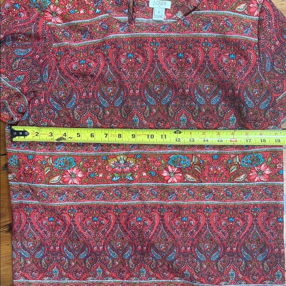 J Crew Red and Brown Paisley Blouse Short Sleeve size medium - Picture 4 of 9
